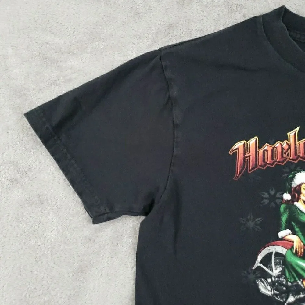 Harley Davidson T Shirt What Jingles Your Bells Santa Roeder Racing OH Men Sz M